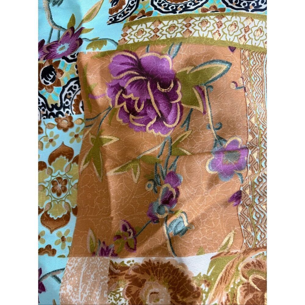 Vintage Cienna Patchwork Silk Blend Tie Front Blouse Boho Festival Top S/M - Picture 7 of 12